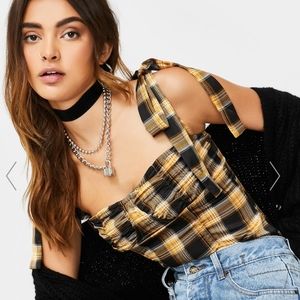 Lioness Boo'd Up Plaid Bustier Top Dolls Kill